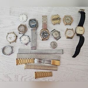*PARTS ONLY* Vintage Watch Parts Lot for Timex Helbros Lord Elgin Croton Advance